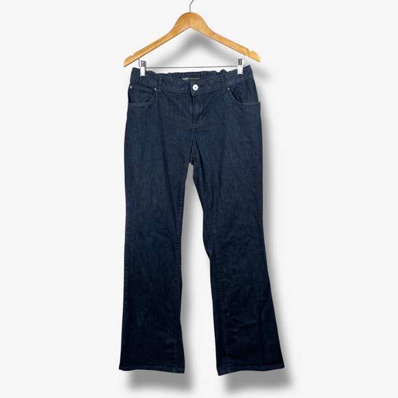 Mossimo Premium Denim Bootcut Jeans Womens 12 Dark Wash Pull On Elastic Waist - Picture 1 of 10